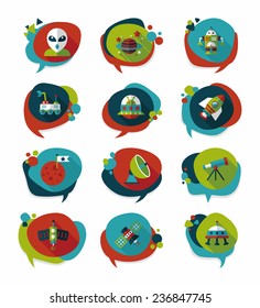 Space speech bubble flat design background set, eps10