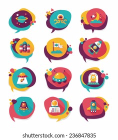Space speech bubble flat design background set, eps10