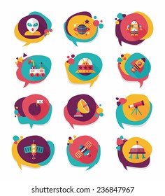 Space speech bubble flat design background set, eps10
