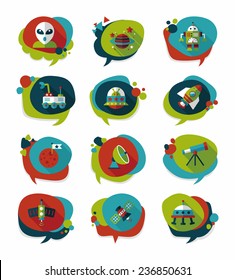 Space speech bubble flat design background set, eps10