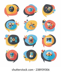 Space speech bubble flat design background set, eps10