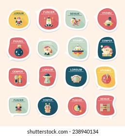 Space speech bubble flat design background set, eps10