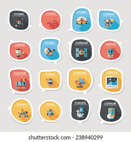 Space speech bubble flat design background set, eps10