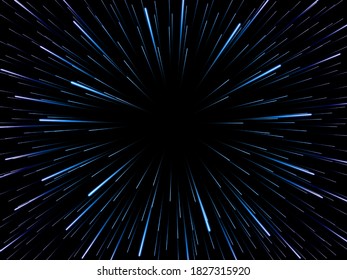 Space speed. Abstract starburst dynamic lines or rays. Vector illustration
