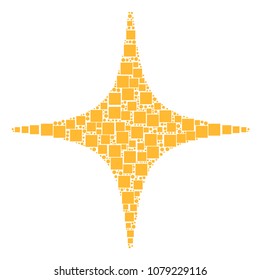 Space Star collage icon of square figures and circles in various sizes. Vector items are combined into space star illustration design concept.