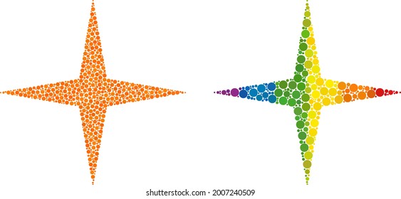 Space star composition icon of spheric dots in various sizes and spectrum color tints. A dotted LGBT-colored space star for lesbians, gays, bisexuals, and transgenders.