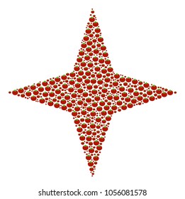 Space Star composition of tomato vegetables. Vector tomato items are organized into space star pattern. Diet vector design concept.