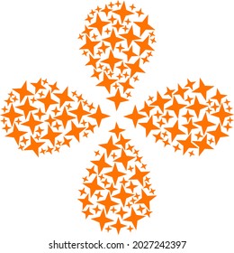 Space star explosion flower shape. Object centrifugal explosion designed from oriented space star symbols. Vector flower collage in flat style.