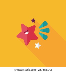 Space star flat icon with long shadow,eps10