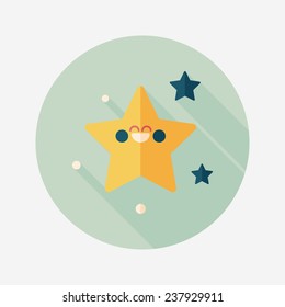Space star flat icon with long shadow,eps10