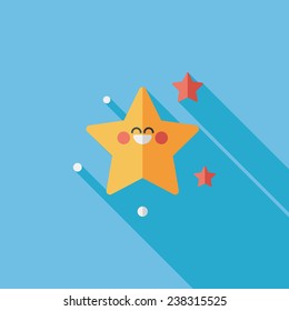 Space star flat icon with long shadow,eps10