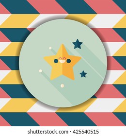 Space star flat icon with long shadow,eps10