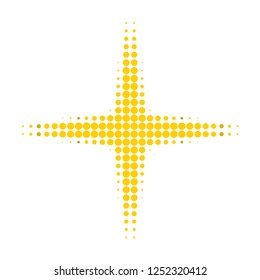 Space star halftone dotted icon. Halftone pattern contains round pixels. Vector illustration of space star icon on a white background.