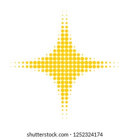 Space star halftone dotted icon. Halftone pattern contains round points. Vector illustration of space star icon on a white background.