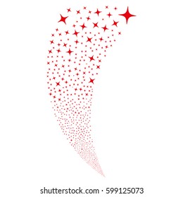 Space Star random fireworks stream. Vector illustration style is flat red iconic symbols on a white background. Object fountain created from scattered design elements.