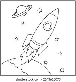 Space Star Rocket Coloring Page Stock Vector (Royalty Free) 2143618073 ...