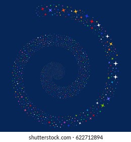 Space Star salute swirl spiral. Vector bright multicolored random symbols.
