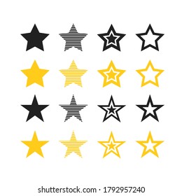 Space star set black and yellow flat icon. Abstract gold web button. Vector illustration in modern style