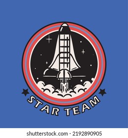 space star team retro label deign