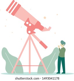 Space and Star telescope. space searcher and scientist. space enthusiast vector