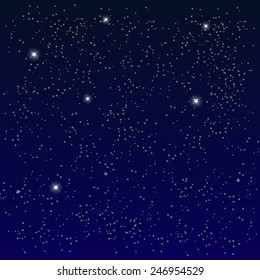 Space. Starry Sky with the Moon. Vector Illustration. EPS10