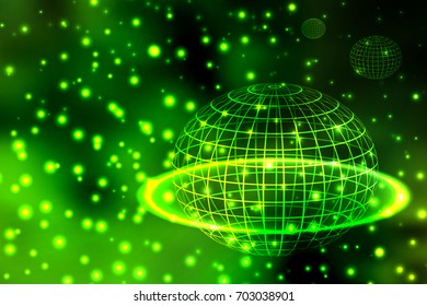 Space starry universe, a background with a milk way, green planets. Eps 10