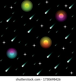 Estrellas espaciales asteroide vector de patrón sin costuras