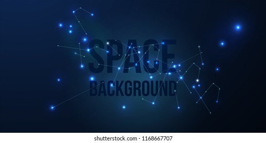 Space Stars Background. Abstract futuristic hyperspace universe on dark blue background. Galaxy background vector.