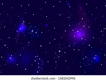 Space stars background, galaxy and stars pattern isolated on blue background. Stars on the night sky vector illustration.