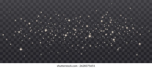 Space stars banner. Glowing stars on transparent backgrounds