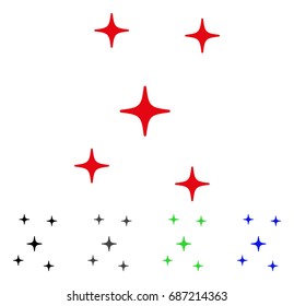Space Stars flat vector icon. Colored space stars gray, black, blue, green pictogram versions. Flat icon style for application design.
