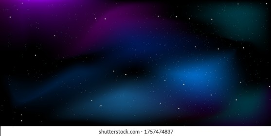 Space. Stars and galaxies. Night sky. Universe, black background, gradient. Vector