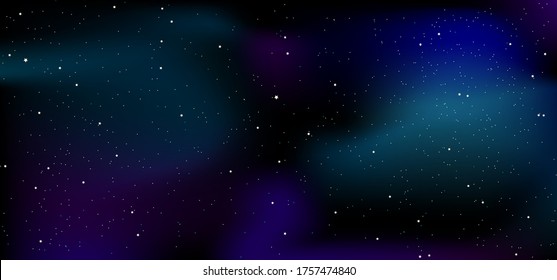 Space. Stars and galaxies. Night sky. Universe, black background, gradient. Vector