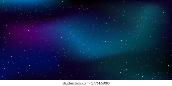 Space. Stars and galaxies. Night sky. Universe, black background, gradient. Vector