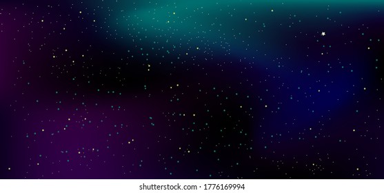 Space. Stars and galaxies. Night sky. Universe, black background, gradient. Vector