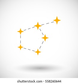 Space stars icon. Flat design of bright constellation with round shadow. Vector illustration