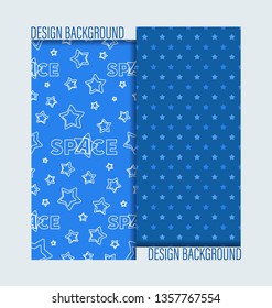 Space. Stars and the inscription. Seamless patterns. Linear image. Design for baby textiles, tableware, background image.