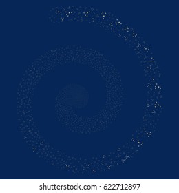 Space Stars majestic whirlpool spiral. Vector yellow random objects.