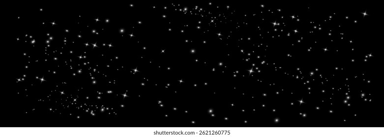 Space Stars on dark background. Glowing starry night sky. Realistic vector illustration. Eps 10