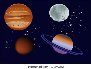 space with stars and planets illustration