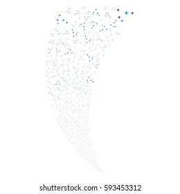 Space Stars random fireworks stream. Vector illustration style is flat blue and gray iconic symbols on a white background. Object fountain organized from scattered symbols.