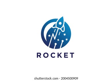 Space Stars Rocket Logo Vector Illustration Stock Vector (Royalty Free ...