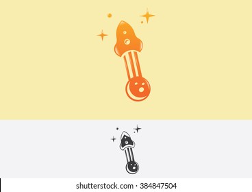 Space stars ship rocket flat logo vector