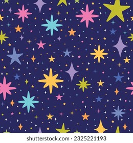 Space Stars, Star Pattern, Repeat Star Pattern, Star Background, Star Wallpaper, Celestial Background, Celestial Background, Colorful Background, Vector Illustration