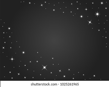 Space stars vector background , black night sky. Vector outer space backdrop with place for text