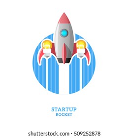 Space startup rocket launch with light bulbs