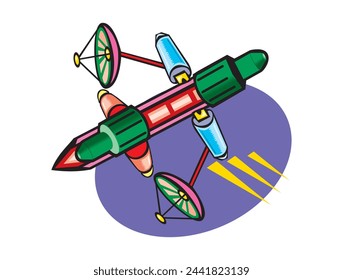 Space Station 3D Design. Space Station Cartoon illustration. The Final Space Station.