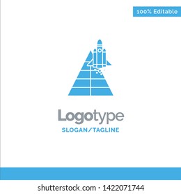 Space, Station, Aircraft, Spacecraft, Launch Blue Solid Logo Template. Place for Tagline
