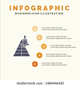 Space, Station, Aircraft, Spacecraft, Launch Solid Icon Infographics 5 Steps Presentation Background. Vector Icon Template background