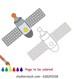 Space Station to be colored, the coloring book for preschool kids with easy educational gaming level.